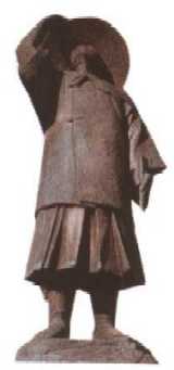 JR七尾駅前に立つ長谷川等伯の銅像