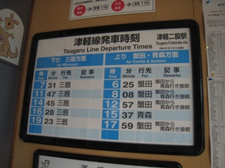 津軽二股駅の時刻表
