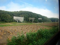 刈り入れ後の大豆畑