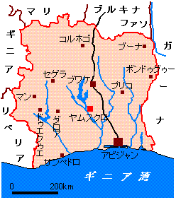 コートジボワール地図