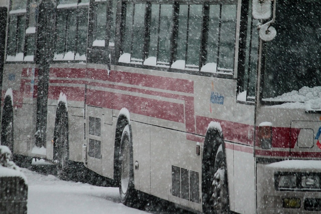 バスと雪