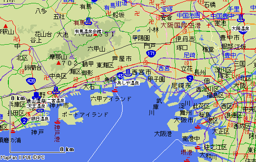 Kobe and Osaka Map