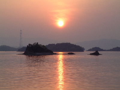 二子島に沈む夕陽！
