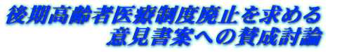 08年１２月議会 後期高齢者医療制度廃止を求める意見書案への賛成討論