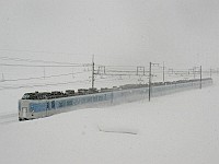 雪が降る中を長岡へと進む