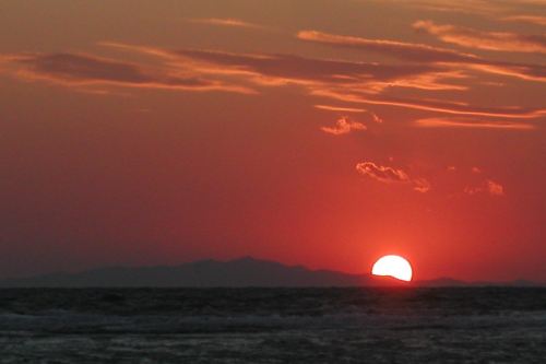 礼文島と夕日